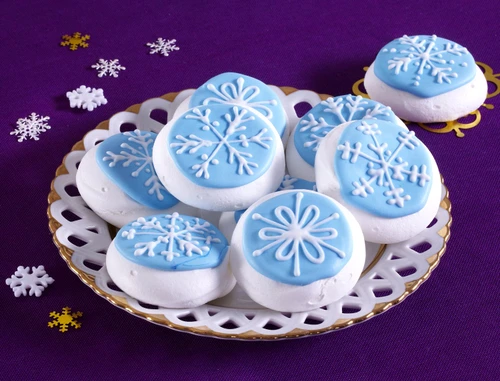 Blue meringues with snowflakes jpeg