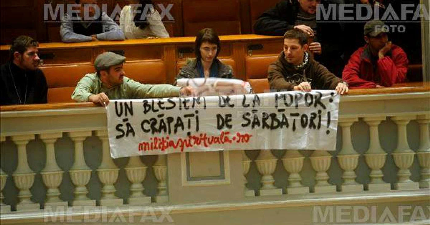 Actiune a Miliţiei Spirituale la Palatul Parlamentului