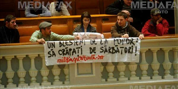 Actiune a Miliţiei Spirituale la Palatul Parlamentului