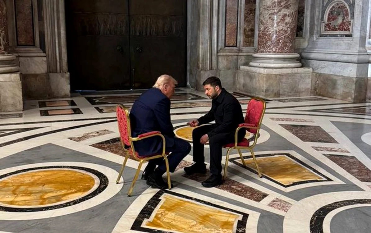 Donald Trump și Vladimir Zelenski în Bazilica Sfântul Petru FOTO EPA-EFE