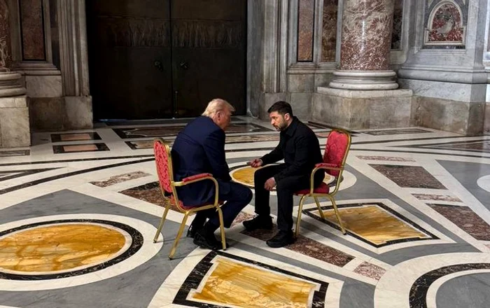 Donald Trump și Vladimir Zelenski în Bazilica Sfântul Petru FOTO EPA-EFE