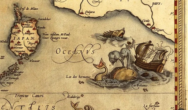 1570 theatrum orbis terrarum map monsters jpg