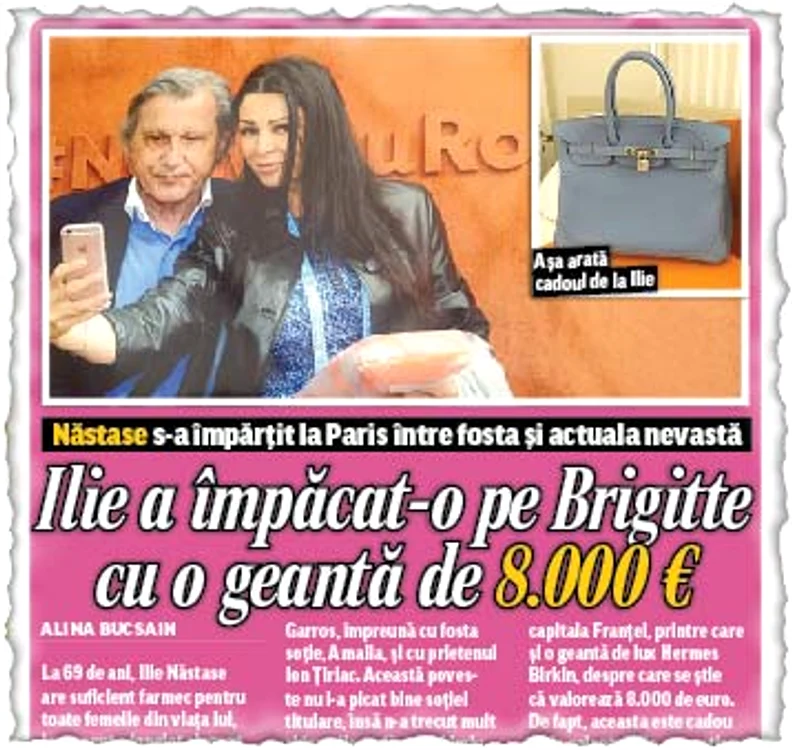 În iunie, când a plecat la Paris cu fosta  soţie, Ilie şi-a îndreptat greşeala în faţa  lui Brigitte cu un Hermes Birkin