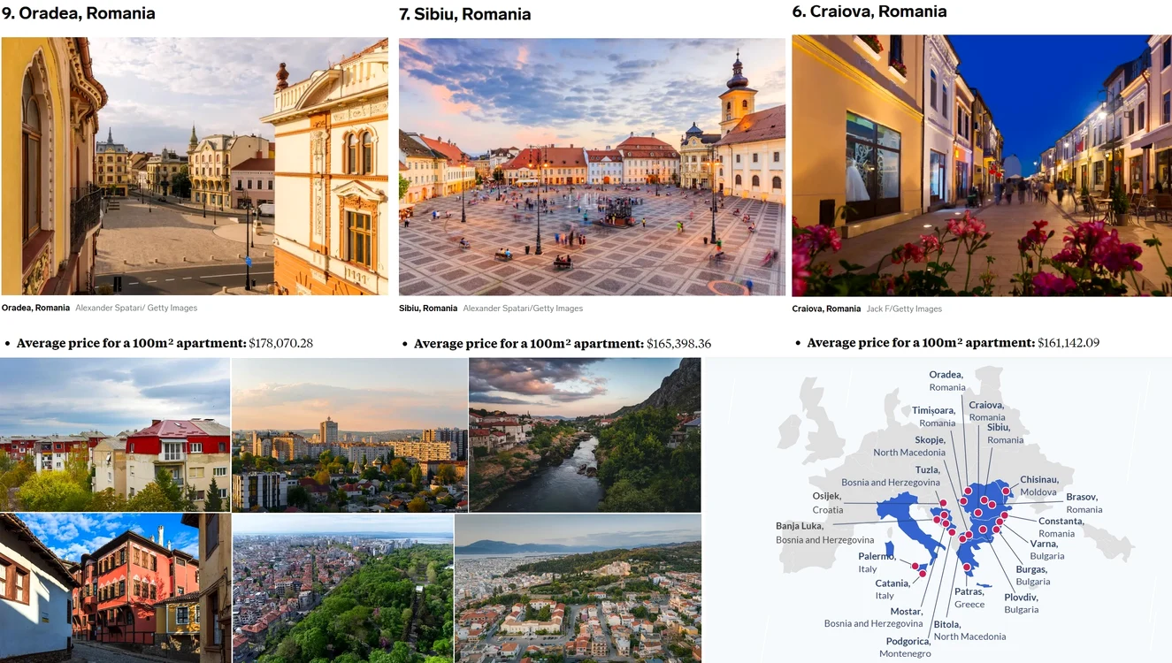 Top orașe Europa cu cele mai ieftine proprietăți imobiliare în 2023 Colaj