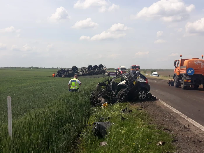 Accident grav pe un drum european FOTO: Direcția Regională de Drumuri și Poduri Buzău