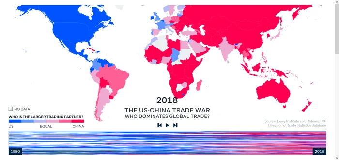 Care partener economic este mai important, dintre SUA și China, pentru statele din lume în 2018