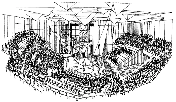 Schiță a uneia dintre sălile TNB. FOTO: 