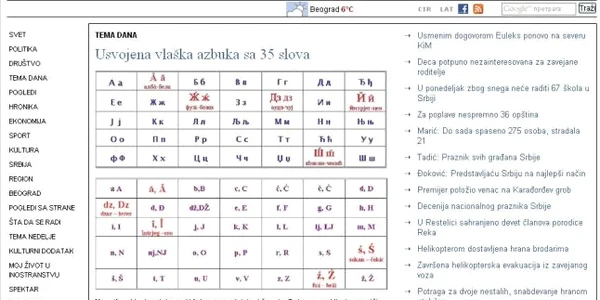Aşa-zisul “alfabet vlah” în grafie chirilică numără 35 de caractere