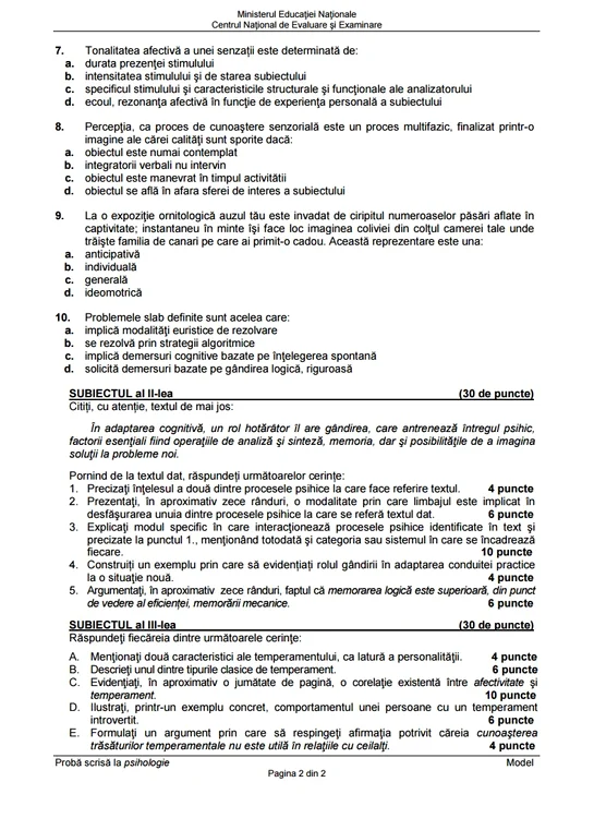 Proba E. Psihologie- prima sesiune