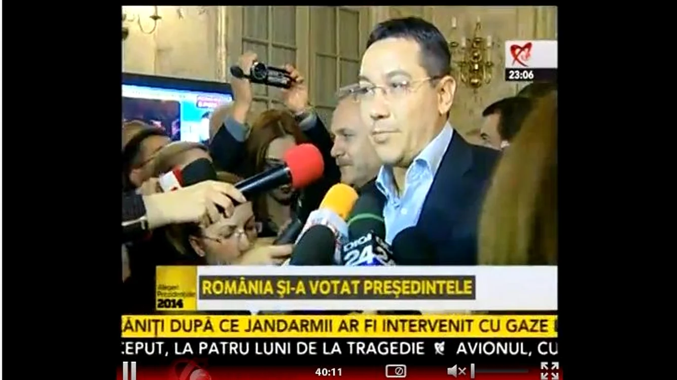 Victor Ponta în momentul în care şi-a recunoscut înfrângerea