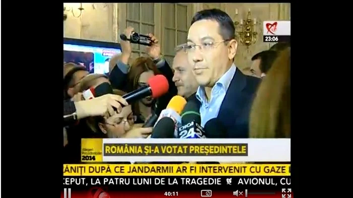 Victor Ponta în momentul în care şi-a recunoscut înfrângerea