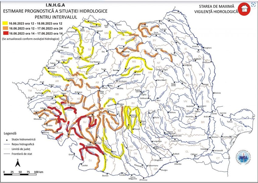 Cod roșu de inundaţii pe mai multe râuri din țară. „Posibile efecte severe” și în alte zone