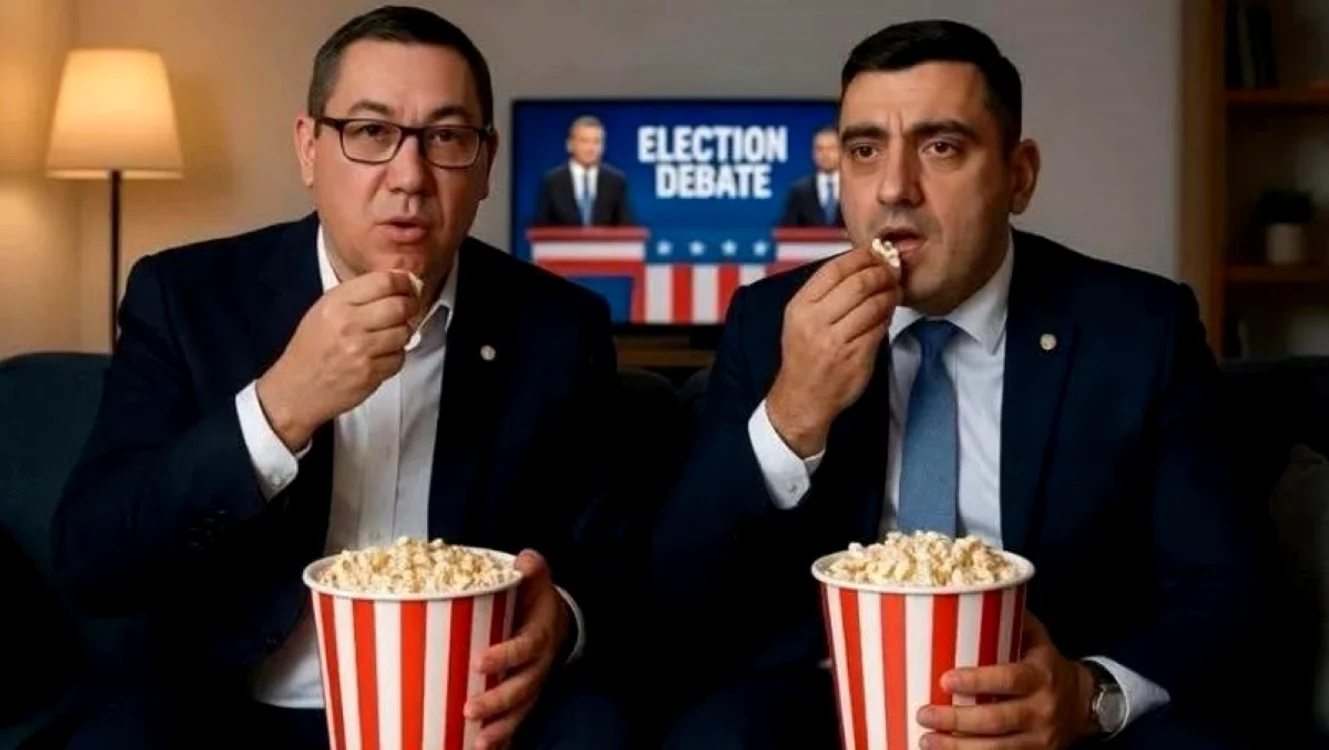 Victor Ponta şi George Simion, urmărind dezbaterea de la care au lipsit. Foto Facebook