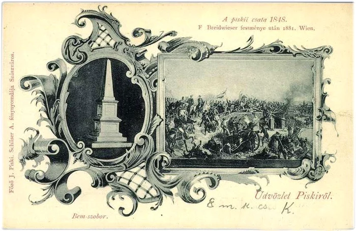 Ilustrată cu monumentul, în anii 1900. Wikipedia