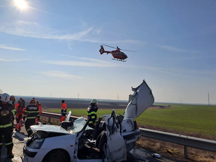 Accident pe autostradă FOTO ISU Arad