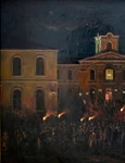 Copie realizată de Adina Paula Moscu în anul 1969 după  tabloul „Hora Unirii la Craiova”, pictat de Theodor Aman. Colecția Muzeului Olteniei Craiova