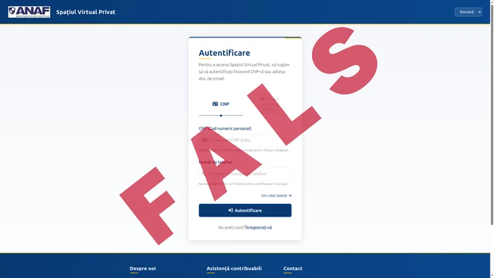 Un site fals imită identitatea ANAF