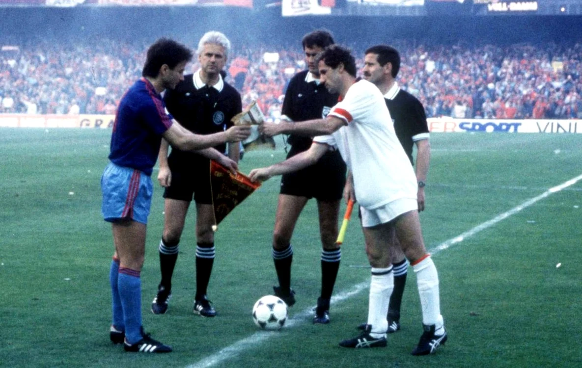 Franco Baresi și Tudorel Stoica, la finala CCE din 1989 (Foto; Profimedia)