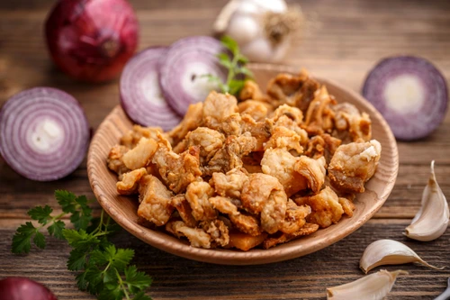 69026231 heap of domestic salty fried pork greaves jpeg