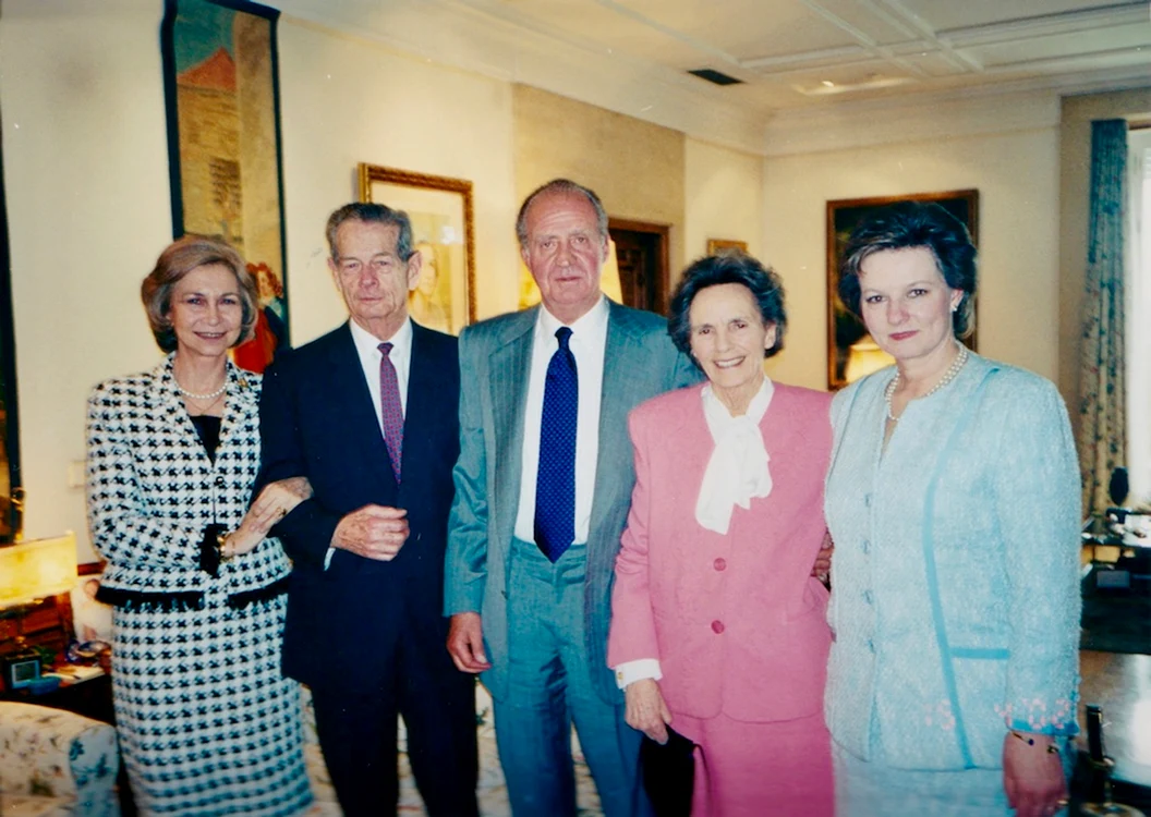 Regina Sofia, Regele Mihai, Regele Juan Carlos, Regina Ana și Margareta la Zarzuela,2002.Casa Regală