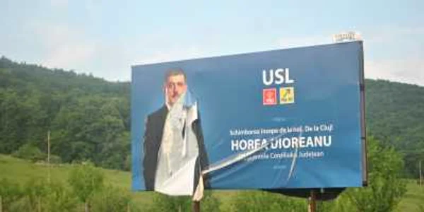 Panoul candidatului Horea Uioreanu a fost vandalizat