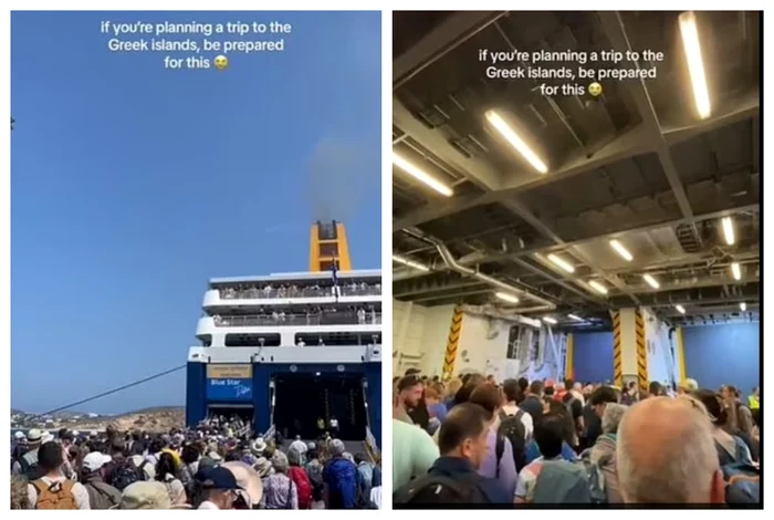 Imagini cu aglomerația de pe feribot / foto: Tik Tok
