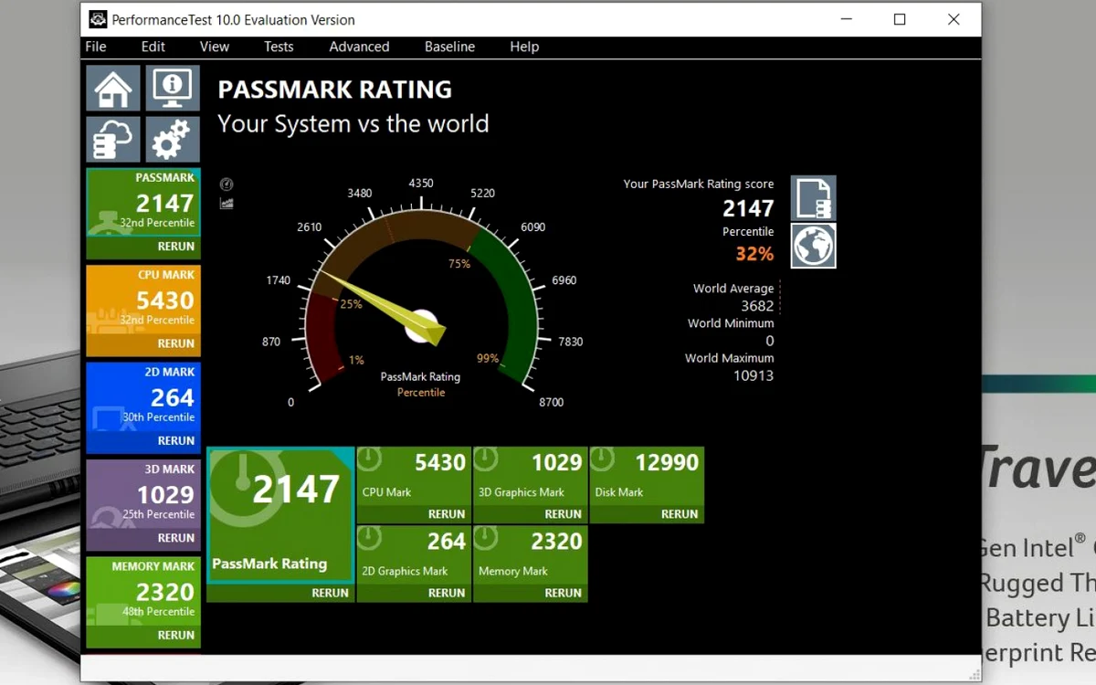 Acer Travel Mate P6 2020 test Passmark
