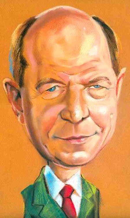 Caricatura lui Traian Băsescu desenată de artistul Ștefan Popa Popas