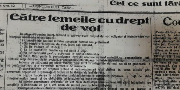 Ziarul Dacia 1929 - dreptul la vot al femeilor