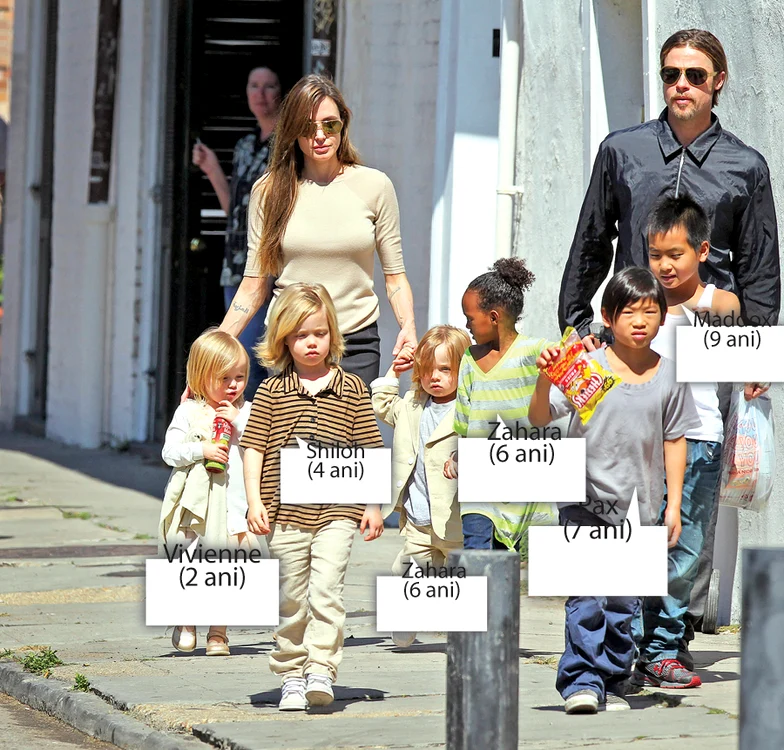 
    Angelina Jolie şi Brad Pitt abia mai fac faţă celor şase progenituri  