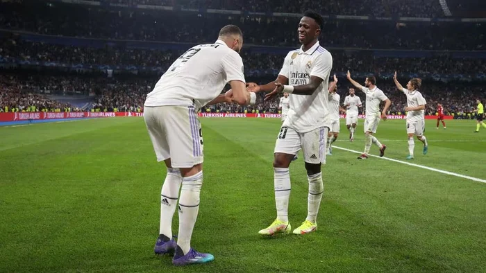 Karim Benzema și Vinícius Júnior au colaborat pentru singurul gol al meciului: Foto: Getty Imag