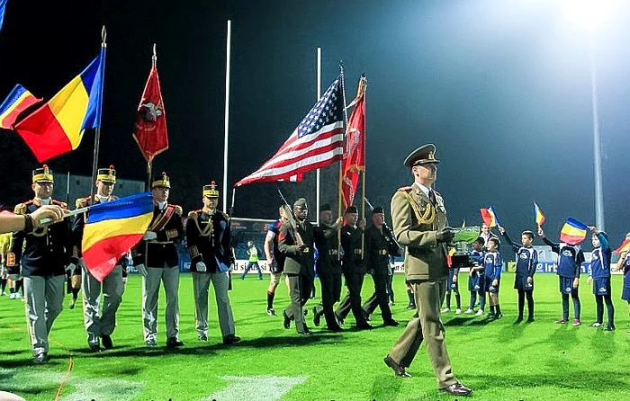 În 2014, la meciul cu SUA, Federația Română de Rugby a pus în luptă un trofeu ce poartă numele generalului PershingFoto: Marian Burlacu