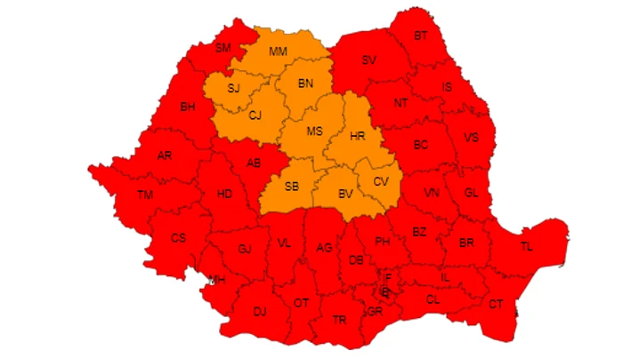 România sub cod portocaliu si rosu de canicula - Foto Anm