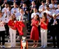 Regina Letizia, Regele Felipe, Infanta Sofia și Prințesa Leonor la primirea echipei de fotbal a Spaniei. FOTO: Getty Images