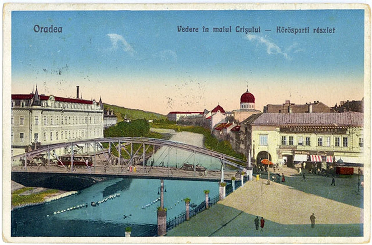 Oradea. Pod peste Criș. Carte poștală din 1933 (© iMAGO Romaniae)