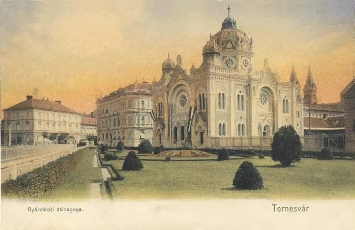 Cartierul Fabric cu Sinagoga în prim plan, în anul 1903