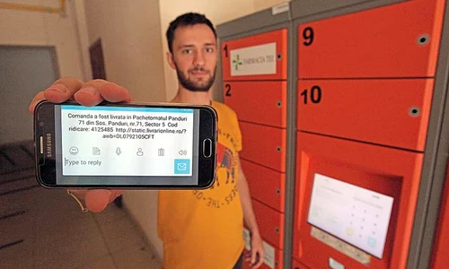 Imediat ce pachetul a  fost introdus în celulă,  clientul a primit prin  SMS un cod de bare jpeg