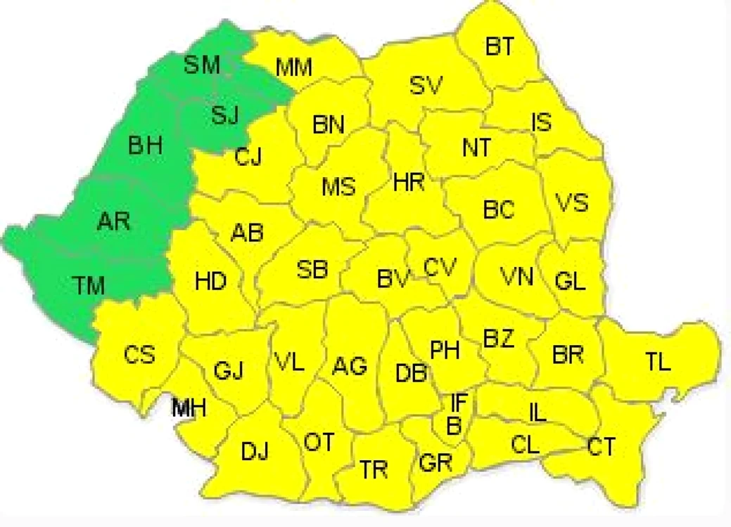 Doar 5 judeţe nu se află sub avertizare de ploi