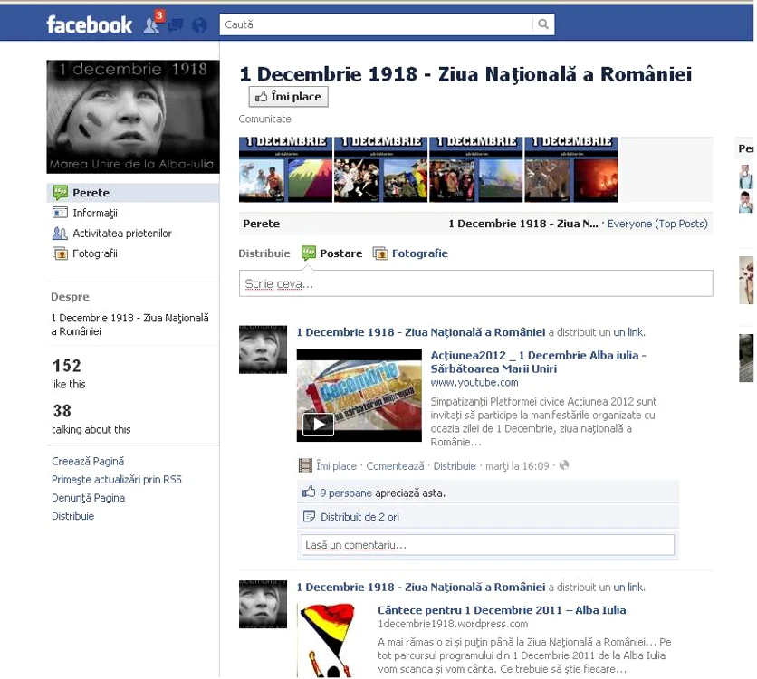 Ziua Naţională are propria pagină de Facebook