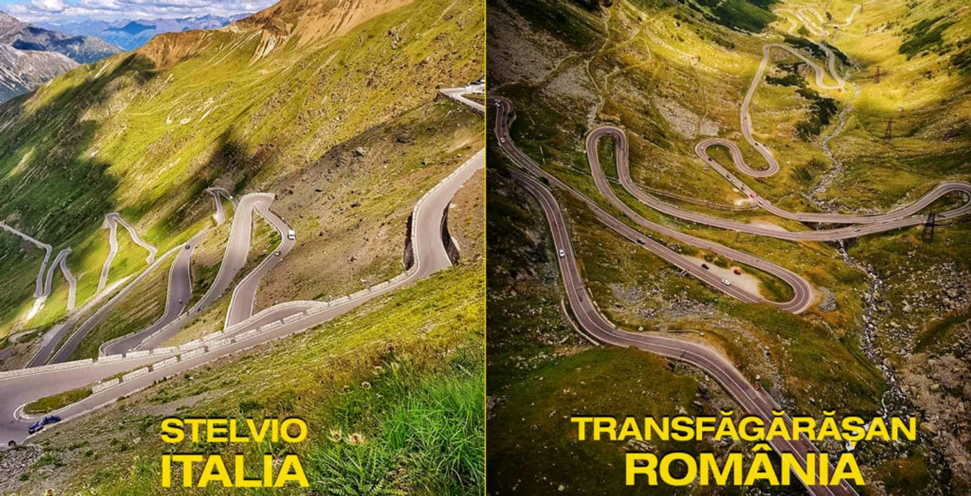 Cele două drumuri sunt parcă pictate în oglindă
