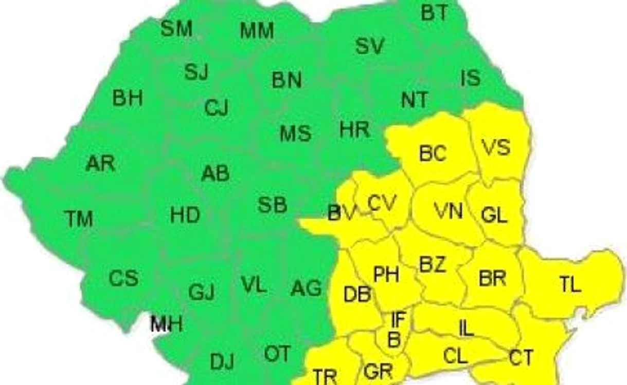 Avertizarea se referă cu precădere la sud-estul ţării