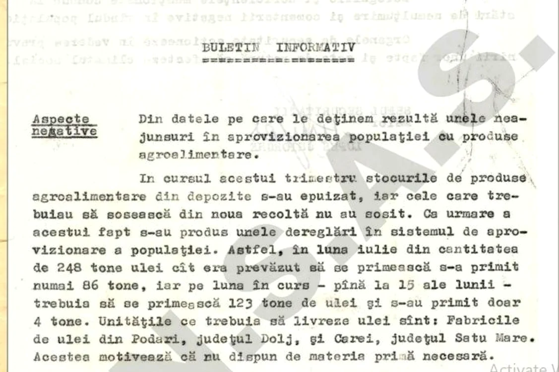 Buletinul informativ al Securității FOTO CNSAS