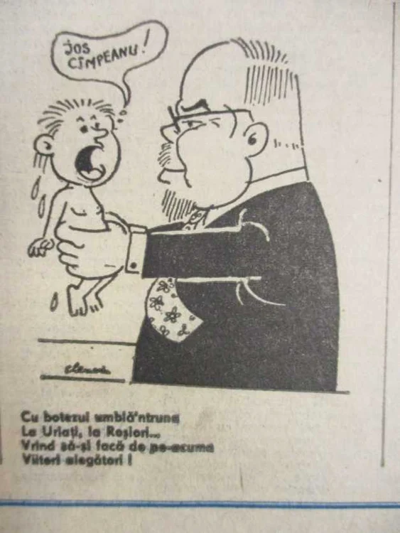 Caricatura Alex Clenciu - Adevarul - alegeri 20 mai 1990