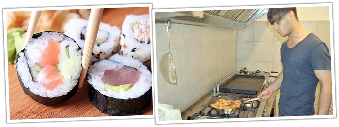 
    Nu este zi în care cântăreţul să nu mănânce un preparat  din peşte. Sushi este  preferatul lui  