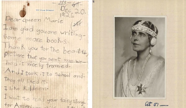 O scrisoare trimisă reginei Maria a României de un copil american, în urmă cu 100 de ani