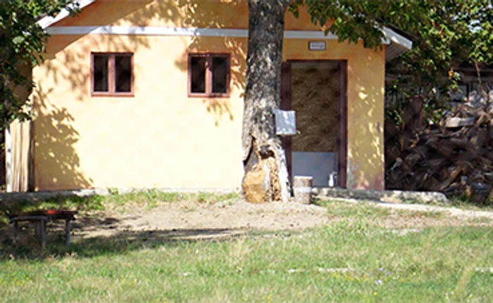 Toaleta este într-o clădire mică, aşezată în colţul din spate al curţii