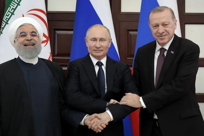 Hassan Rouhani, Vladmir Putin şi Recep Tayyip Erdogan la summit FOTO EPA-EFE