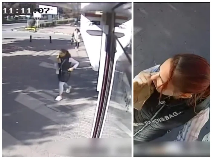Femeia care a luat banii este căutată de aproape o lună FOTO: captura video sursa IPJ Olt