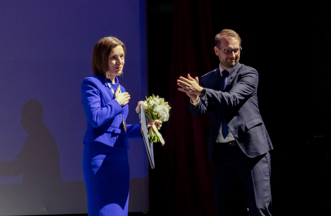 Maia Sandu a primit premiul Timișoara pentru Valori Europene FOTO Primăria Timișoara