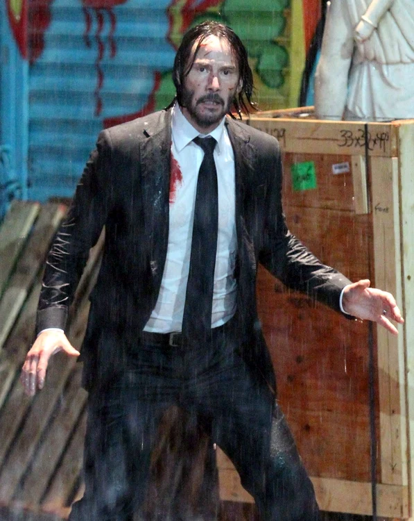 Keanu Reeves, Laurence Fishburne and Mark Dacascos film scenes for "John Wick 3" jpeg
